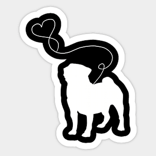 dog cute pugs heart Sticker